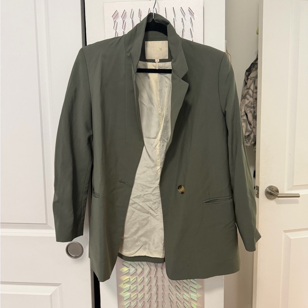 Maje Olive Green Blazer with Cream Lining